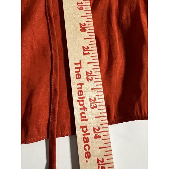 Rebecca Taylor rust orange v-neck pleated sleeves blouse M boho flowy office - Picture 8 of 10